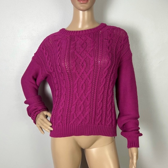 NEW RAMY BROOK PINK CABLE KNIT SWEATER - Picture 2 of 5